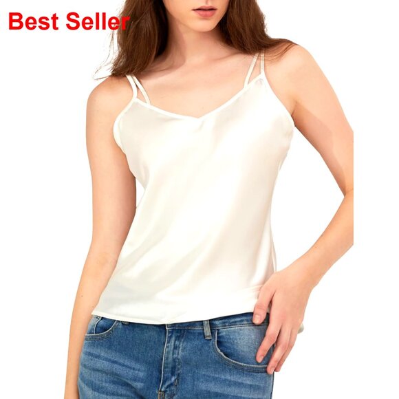 100% Mulberry Silk Cami Tank Top Luxury Sleepwear & Loungewear Versatile